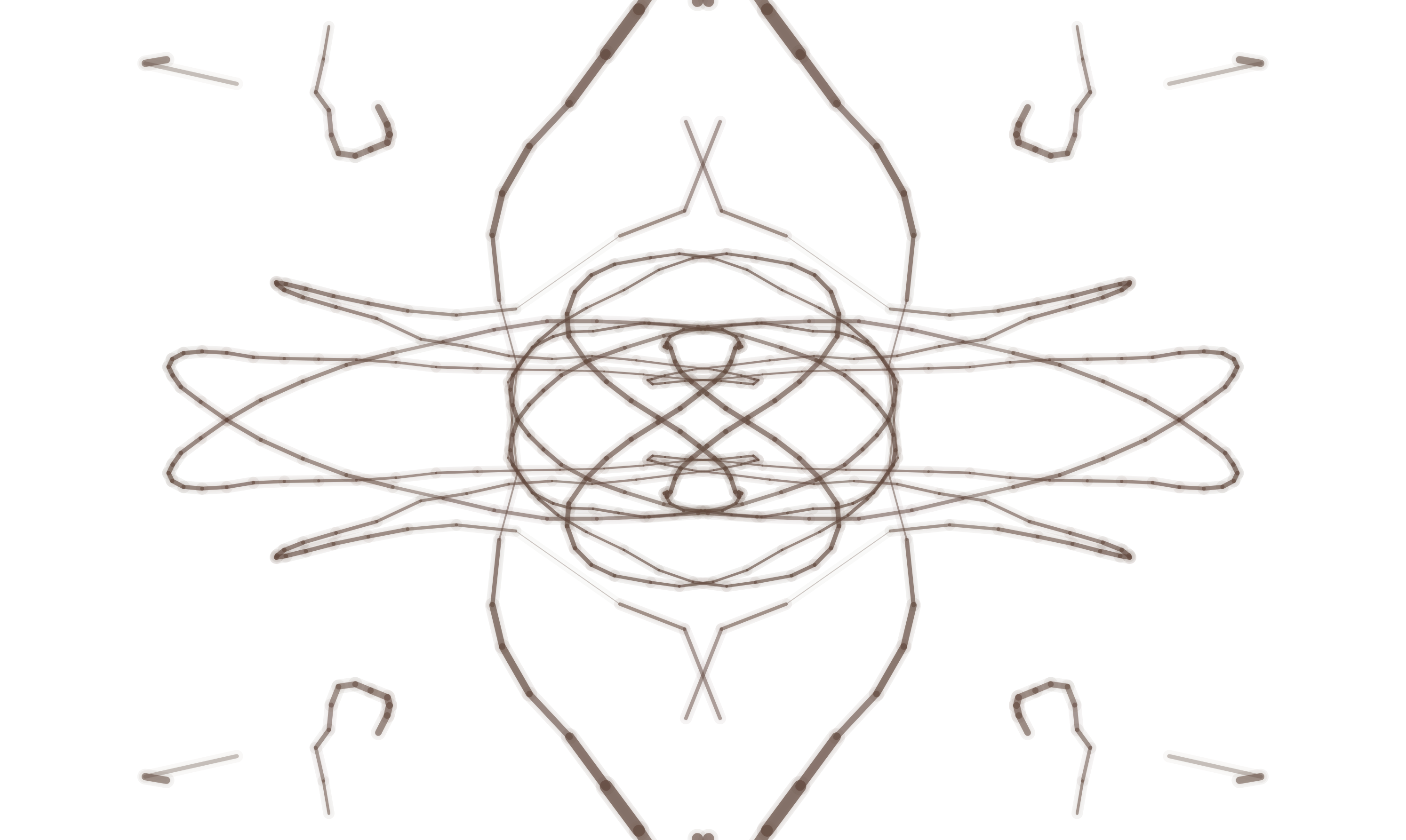 Clarion output, tan symmetrical mandala on black